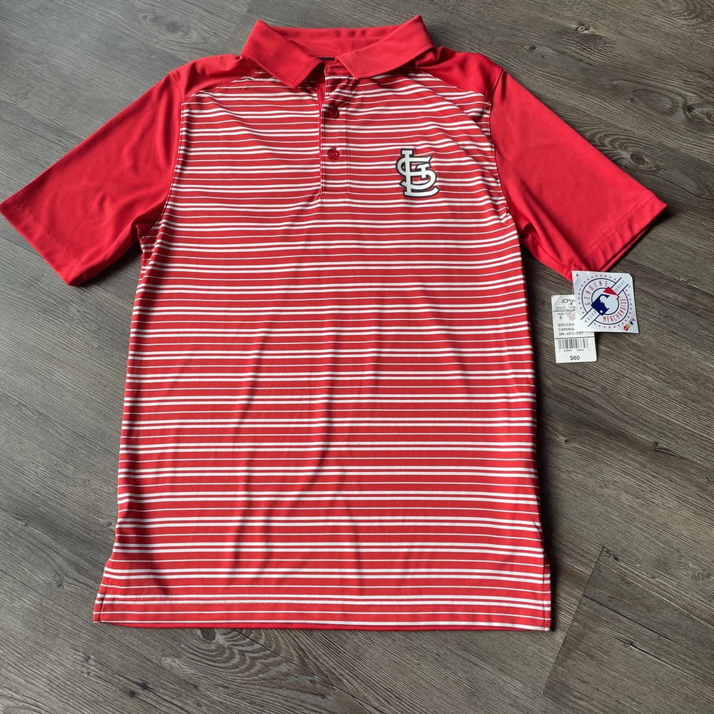 Majestic Men's Polo in Red and White Stripes